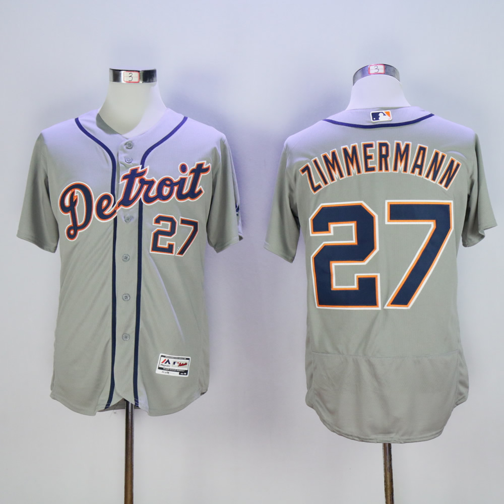 Men Detroit Tigers #27 Zimmermann Grey MLB Jerseys->detroit tigers->MLB Jersey